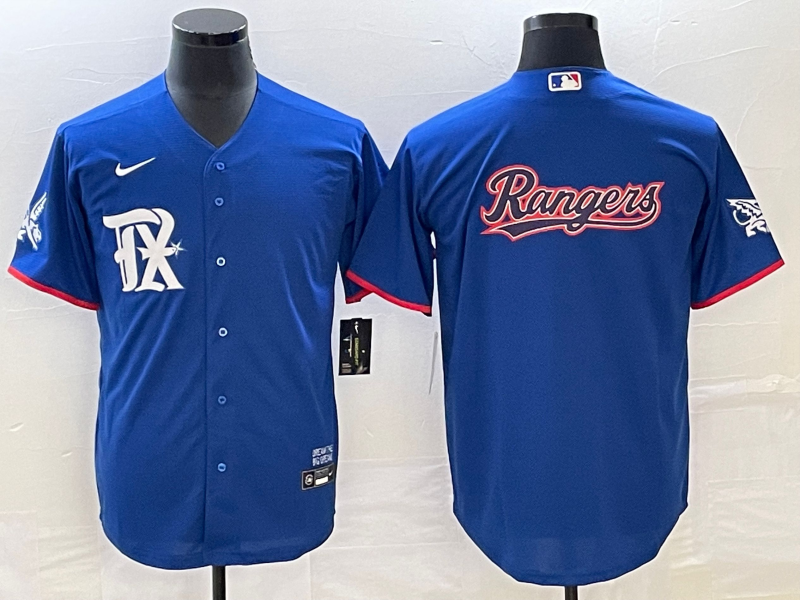 Men's Texas Rangers Royal Team Big Logo 2023 City Connect Stitched Baseball Jersey Men's Texas Rangers Royal Team Big Logo 2023 City Connect Stitched Baseball Jersey